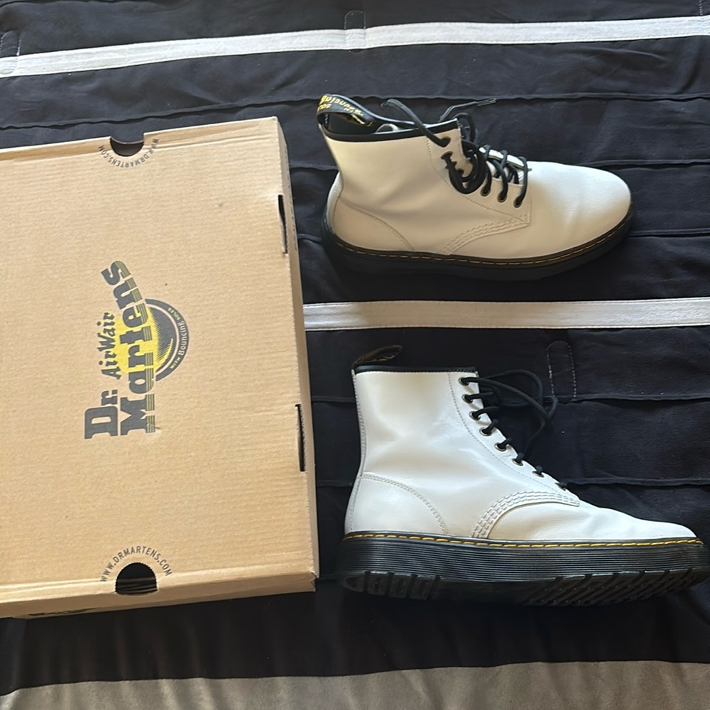 Size 9 White Zavala Dr. Martens